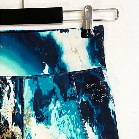 Old Navy Other - Old Navy Kids Activewear Leggings Medium | Blue Turquoise Abstract Print w/Gold
